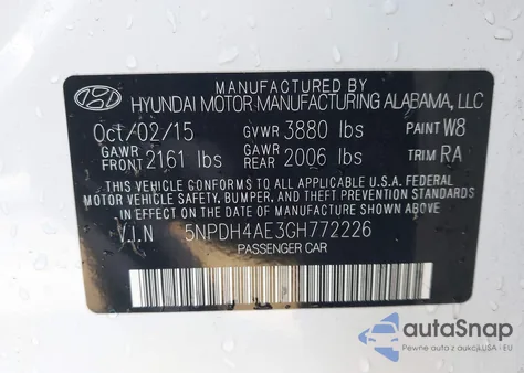 2016 Hyundai Elantra Se из США, поврежденный, VIN 5NPDH4AE3GH772226